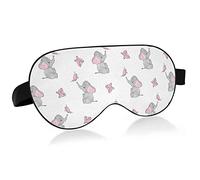 Elephants Butterfly Spraying Water Drops Flower Baloon Eye Masks Cover Blocks Light Sleep Mask Shade Cover Blindfold Relaxing Eyeshade Cover with Adjustable Head Strap for Men Women Kids