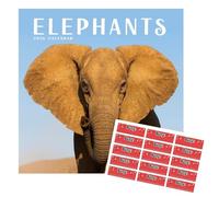 Elephants Calendar 2026 | 16 months | with FREE Organisational Stickers