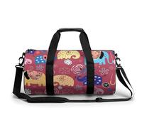 Elephants Colorful Sport Duffel Bag Gym Bag Weekend Overnight Bag for Travel Camping Hiking Beach 45x23x23cm