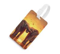 Elephants Couple Funny Luggage Tags for Suitcases Colorful Name ID Card Labels Travel Accessory