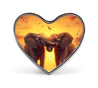 Elephants Couple Printed Heart Brooches Colorful Fashion Pins Badge for Backpacks Shirts Scarf