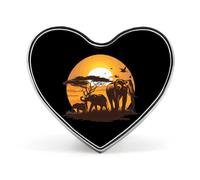 Elephants Family Sunset Funny Lapel Pins Heart Button Brooch Badge Pin Hat Clothes Bag Jewelry for Men Women