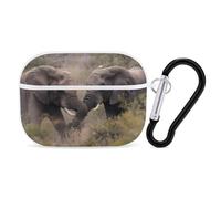 Elephants Fighting Compatible with Airpod Pro Case PC Scratch-Resistant Drop-Proof Protective Cover with Keychain