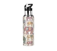 Elephants Floral Stainless Steel Vacuum Insulated Water Bottle 32 Oz, BPA-Free Sport Water Bottle Insulated Leakproof Water Bottles