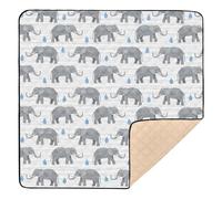 Elephants Grid Soft Thick Baby Activity Play Mat for Floor Lightweight Infant Play Activity Mat for Baby Toddler Infant, 50'' x 50''