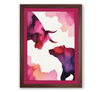 Elephants in Conversation Boho Framed Wall Art Print A3 (42×29.7cm) Walnut, Wall Decor for Living Room, Bedroom, Office & Home, Ready to Hang, Art Gift