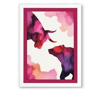 Elephants in Conversation Boho Framed Wall Art Print A4 (29.7×21cm) White, Wall Decor for Living Room, Bedroom, Office & Home, Ready to Hang, Art Gift