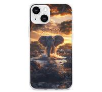 Elephants in Sunset Water Cell Phone Basic Cases TPU Soft Cover Shockproof Slim Phone Case Compatible with iPhone 13 Mini/13/13 Pro/13 Pro Max