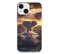 Elephants in Sunset Water Cell Phone Basic Cases TPU Soft Cover Shockproof Slim Phone Case Compatible with iPhone 13 Mini/13/13 Pro/13 Pro Max