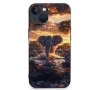 Elephants in Sunset Water Cell Phone Basic Cases TPU Soft Cover Shockproof Slim Phone Case Compatible with iPhone 13 Mini/13/13 Pro/13 Pro Max