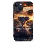 Elephants in Sunset Water Cell Phone Basic Cases TPU Soft Cover Shockproof Slim Phone Case Compatible with iPhone 13 Mini/13/13 Pro/13 Pro Max