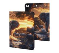 Elephants in Sunset Water Slim Tablet Cases Compatible with iPad Series Without Pencil Holder Protective Cover Compatible with ipad Mini 1/2/3/4/5 (7.9in)