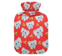 Elephants Leaves Red Hot Water Bottle with Cover for Pain Relief Bed Warmer Hot Water for Pregnant Women, 1L