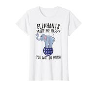 Elephants Make Me Happy You Not So Much Value Graphic T-Shirt, Women, White, L
