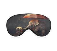 Elephants Mama Hold Umbrellas Sleep Mask Soft Blackout Eye Mask Eye Shade Cover with Adjustable Strap for Men Women