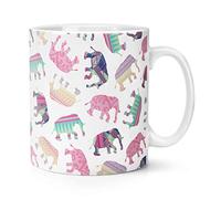 Elephants Patchwork Colourful Pattern 10oz Mug Cup