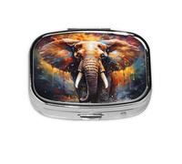 Elephants Pattern Pill Case Pill Box Travel Pill Organizer Small Square Medicine Box for Purse & Pocket Gifts