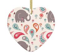 Elephants Print Christmas Tree Ceramic Hanging,Santa Christmas Tree Decorations Xmas Hanging Ornaments