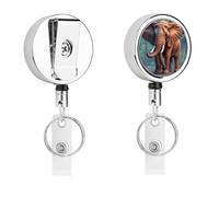Elephants Red Badge Reel Retractable Stainless Steel Badge Clip with Lanyard Cute Badges Reel Holder Heavy-Duty Nurse Doctor Name Tag Badges Clip for Work