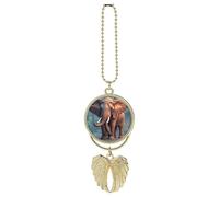 Elephants Red Car Hanging Pendant, Zinc Alloy Rearview Mirror Charms - Relieve Visual Fatigue, Vintage Keychain Pendant, Lucky Car Interior Hanging Decoration, Golden-Style