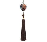 Elephants Red Car Pendant Sun Catcher Crystal Ornament for Rearview Mirror, Elegant Car Hanging Ornament with Tassel for Home & Office Decor