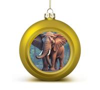 Elephants Red Christmas Ball Ornaments 1.6 Inch Golden Shatterproof Plastic Decorative Hanging Ornaments Festive Baubles Decorations Xmas Ornament for Tree Holiday Party Home Decor