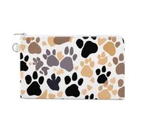 Elephants Red Coin Purse Canvas Change Pouch with Zipper Small Cosmetic Organizer Bag Women Wallet for Car Keys, Credit Cards, Cash, Lipstick, Cute Dog Paw Prints, One Size