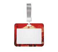 Elephants Red ID Badge Holder with Lanyard ID Card Holders Waterproof Plastic Name Card Case Sliding ID Protector Pouch Name Tag Holders for Office Work Business