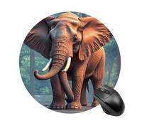 Elephants Red Mouse Pad Round Laptop Mouse Mat Cute Computer Mousepad Keyboard Pad Non-Slip Desk Pads for Gaming Office Work Home