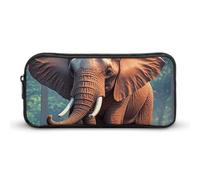 Elephants Red Pencil Case - Large Aesthetic Makeup Bag Multi-Purpose Pencil Pouch Cute Cosmetic Bag with Zipper Closure for Office, Home, Study & Travel