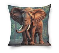 Elephants Red Pillow Covers 18"x18" Linen Throw Pillow Covers - Double Sided Decorative Square Cushion Cases for Sofa, Bed, Chair (No Insert Included)