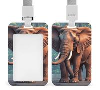 Elephants Red Retractable ID Badge Holder with Lanyard - Vertical Badge Reel,Keychain Clip,Name Tag Id Card Holder Protector for Nurse Officer Teacher Security Staff Women Men