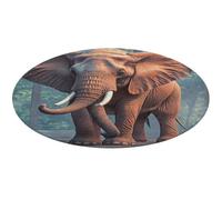 Elephants Red Round Area Rug Non Slip Backing Doormat Water Absorbent Plush Throw Low-Pile Non-Slip Floor Mat Carpet for Living Room Bedroom Entryway Nursery Room 90 * 90cm