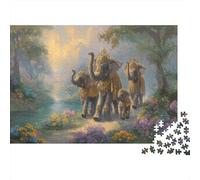 Elephants Stroll Along The Majestic Riverbank Puzzle 1000pcs (75x50cm) Erwachsene Puzzle,Home Decor