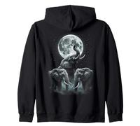 Elephants Under The Moon Elephant Lover Zip Hoodie