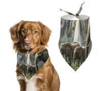 Elephants Walking Along Edge River Dog Bandanas Triangle Scarfs Printing Bib Scarf Adjustable Accessories for Small Dogs And Cats