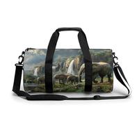 Elephants Walking Along Edge River Gym Bag Lightweight Carry On Duffel Bag Athletic Sports Travel Bag Weekender Bag for Men Women