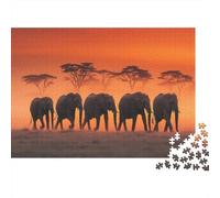 Elephants Walking through The Savannah, Acacia Trees Rätsel Für Erwachsene || 1000pcs (75x50cm) Puzzles Lernspiele Home Decor Puzzles