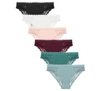 Eleplus 6PCS Women Lace Underwear Ladies Sexy Knickers Ultra Thin Panties Hipster Briefs Low Rise Soft Bikini(Mixcolour,S)