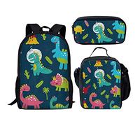 ELEQIN Cartoon Animal Backpack Daypack Shoulder Bag Laptop Bag Set Plain Fashion Backpack Laptop Travel Bag College Bookbag Cartoon Dino-3 One Size