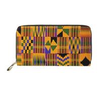 ELEQIN Multi-card Wallet Cheeky Ferrets Pattern Waterproof Coin Clip PU Leather Credit Card Holder Clutch Purse, oranger aztec tribal, One Size, Casual