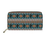 ELEQIN Multi-card Wallet Cheeky Ferrets Pattern Waterproof Coin Clip PU Leather Credit Card Holder Clutch Purse, Aztec Cactus, One Size, Modern