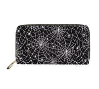ELEQIN Multi-card Wallet Cheeky Ferrets Pattern Waterproof Coin Clip PU Leather Credit Card Holder Clutch Purse, Cobweb, One Size, Vintage