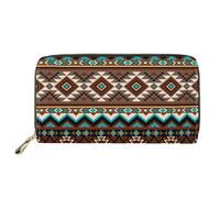 ELEQIN Multi-card Wallet Cheeky Ferrets Pattern Waterproof Coin Clip PU Leather Credit Card Holder Clutch Purse, Aztec Tribal, One Size, Modern