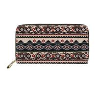 ELEQIN Multi-card Wallet Cheeky Ferrets Pattern Waterproof Coin Clip PU Leather Credit Card Holder Clutch Purse, Aztec Ethnic Tribal, One Size, Modern