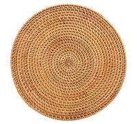 Eleqldwen Handwoven Rattan Placemats,Round Wicker Table Mats, Natural Woven Placemats for Dinner Table,Heat Mats
