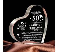 Elequaint 50th Birthday Gifts for Women Men, Engraved Acrylic 50th Birthday Keepsake, 50 Years Old Birthday Gifts for Her Him Mum Dad Daughter Sister Friend