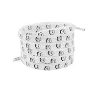 Elerevyo 1 Pair Flat Shoe Laces for Sneakers, 0.31'' Cute Pattern Soft Shoelaces Shoestrings for Casual Hiking Shoes White Funny Face 120cm/47.2"
