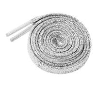 Elerevyo 1 Pair Glitter Shiny Metallic Flat Shoelaces, Colorful Sequin Sparkling Shoestrings Laces for Sneakers Silver 120cm/47.24"