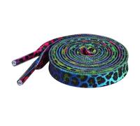 Elerevyo 1 Pair Leopard Print Flat Shoe Laces for Sneakers, 0.31'' Shoelaces Shoestrings for Casual Hiking Shoes Rainbow 100cm/39.4"